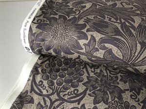 Patchwork stof - morris og co "pure sunflower", blidt blomster motiv i grålilla toner